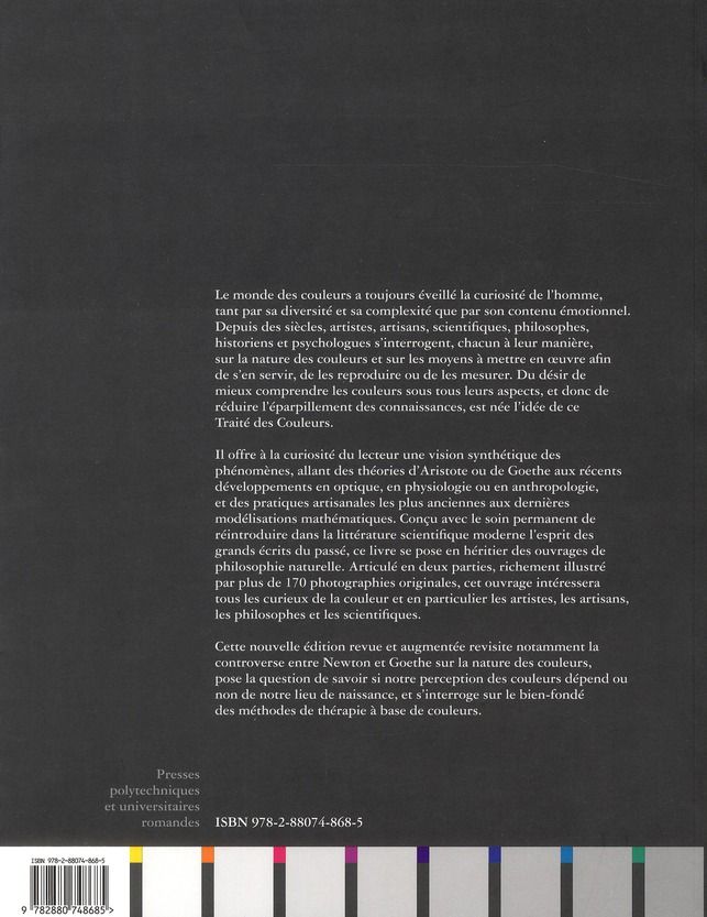 Quatrième de couverture de « TRAITE DES COULEURS »