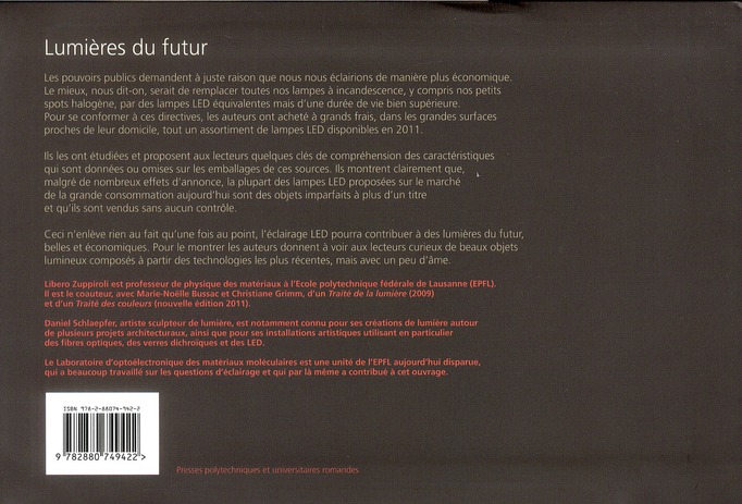 Quatrième de couverture de « LUMIERES DU FUTUR »