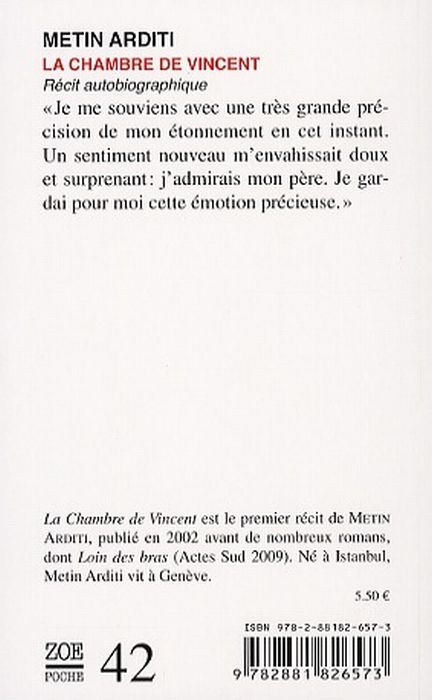 Quatrième de couverture de « LA CHAMBRE DE VINCENT »