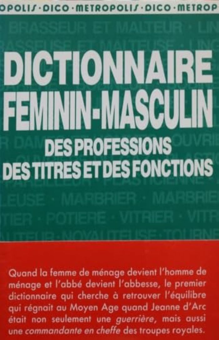 Couverture du livre « DICTIONNAIRE FEMININ MASCULIN », librairie Les Contes Infusés à Corte