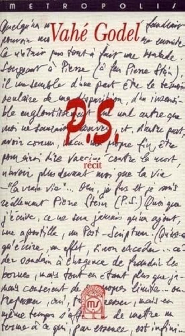 Couverture du livre « P.S. » de Vahe Godel, librairie Les Contes Infusés à Corte