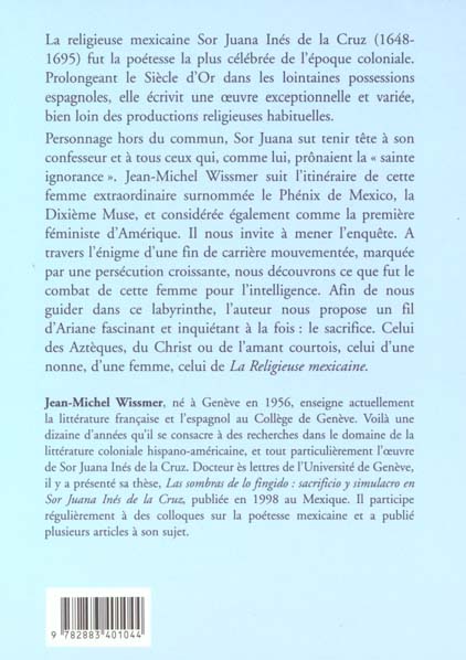 Quatrième de couverture de « LA RELIGIEUSE MEXICAINE »