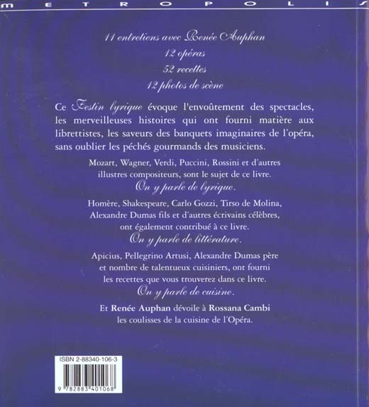 Quatrième de couverture de « LE FESTIN LYRIQUE »