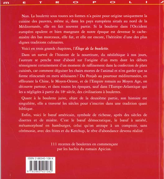 Quatrième de couverture de « ELOGE DE LA BOULETTE »