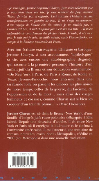 Quatrième de couverture de « LE NEZ DE PINOCCHIO »