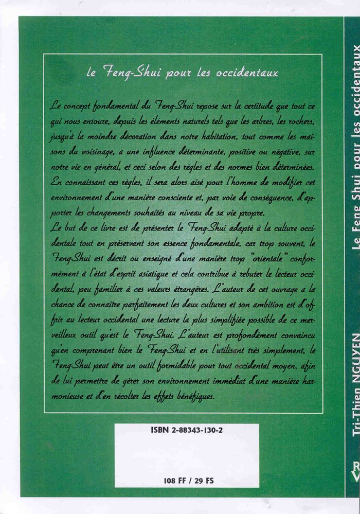 Quatrième de couverture de « FENG-SHUI POUR LES OCCIDENTAUX »