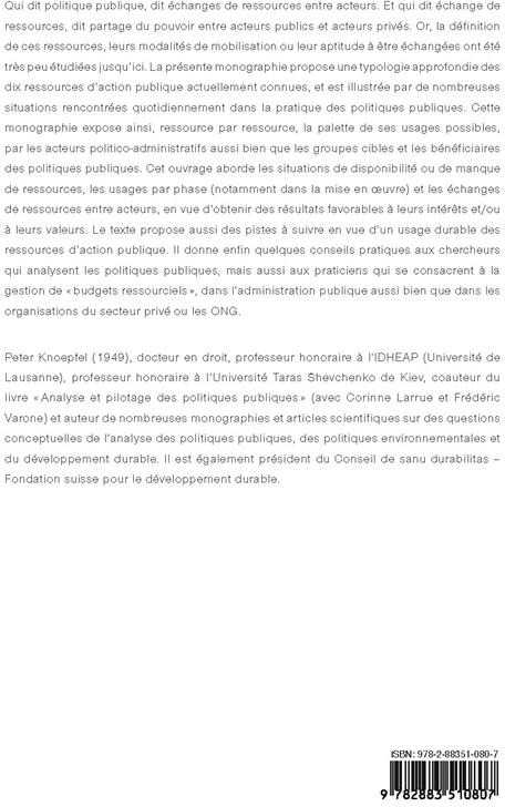 Quatrième de couverture de « RESSOURCES D'ACTION PUBLIQUE »