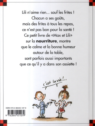 Quatrième de couverture de « N 11 LILI N'AIME QUE LES FRITES »