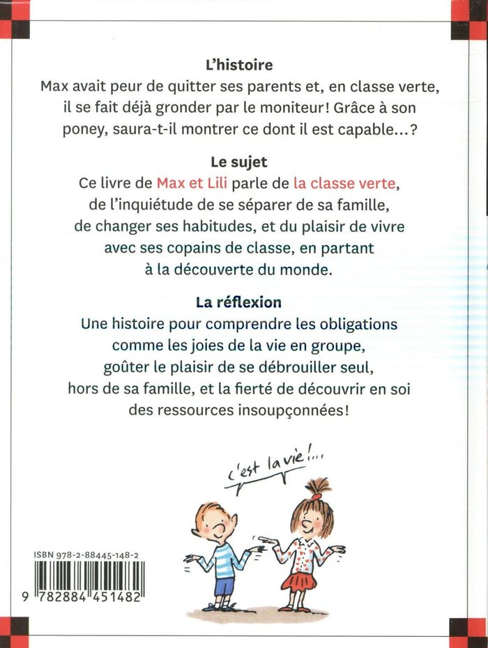 Quatrième de couverture de « N 13 MAX PART EN CLASSE VERTE »