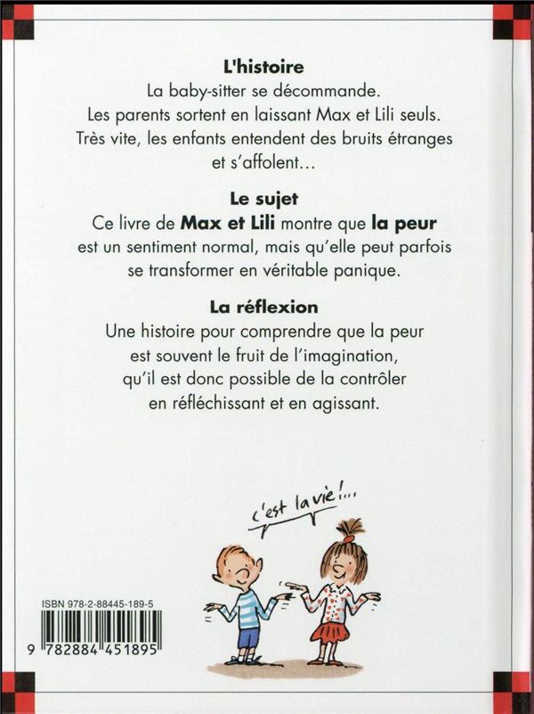 Quatrième de couverture de « N 17 MAX ET LILI ONT PEUR »