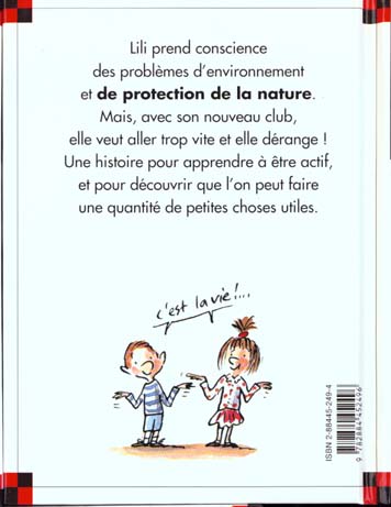 Quatrième de couverture de « N 23 LILI VEUT PROTEGER LA NATURE »