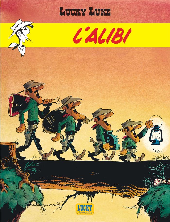 Couverture du livre « LUCKY LUKE - TOME 27 - L'ALIBI » de Morris/guylouis, librairie Les Contes Infusés à Corte