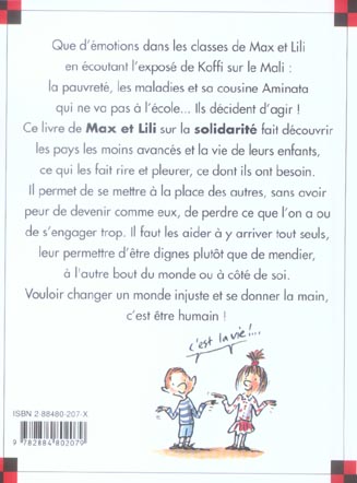 Quatrième de couverture de « N 74 MAX ET LILI AIDENT LES ENFANTS DU MONDE »