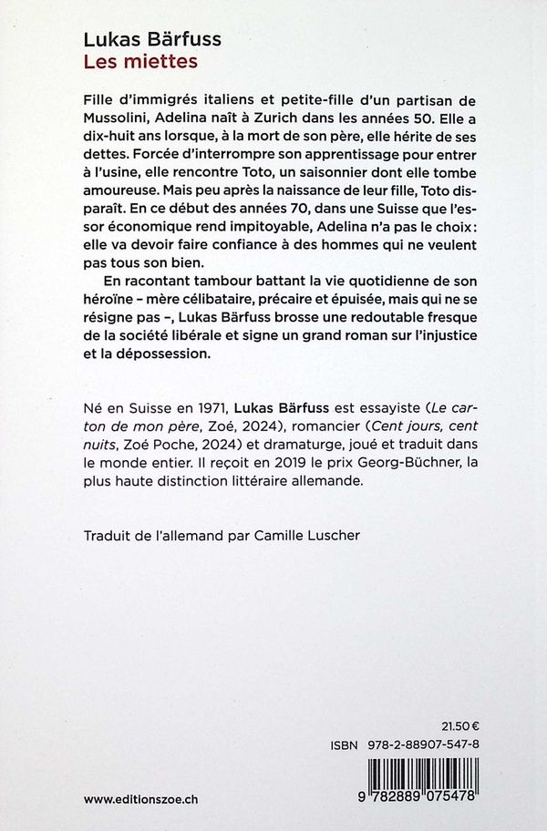 Quatrième de couverture de « Les miettes »
