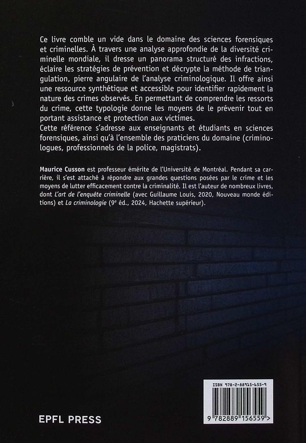 Quatrième de couverture de « Crimes et contrôles sociaux : classifications et triangulation criminologique »