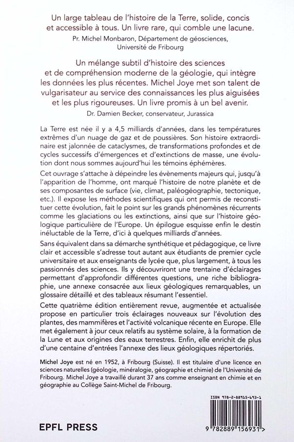 Quatrième de couverture de « Terre : l'histoire de notre planète de sa naissance à sa disparition »