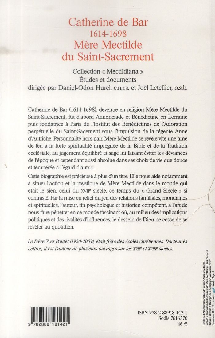 Quatrième de couverture de « CATHERINE DE BAR 1614 1698 MERE MECTILDE DU SAINT SACREMENT »