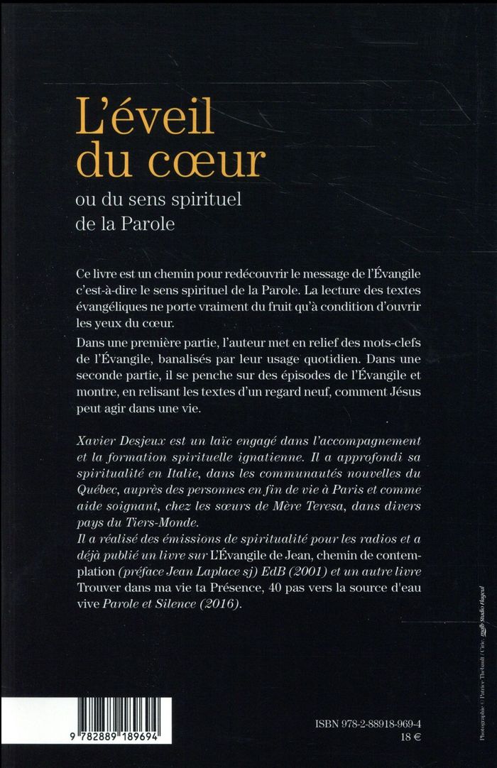 Quatrième de couverture de « L'EVEIL DU COEUR »