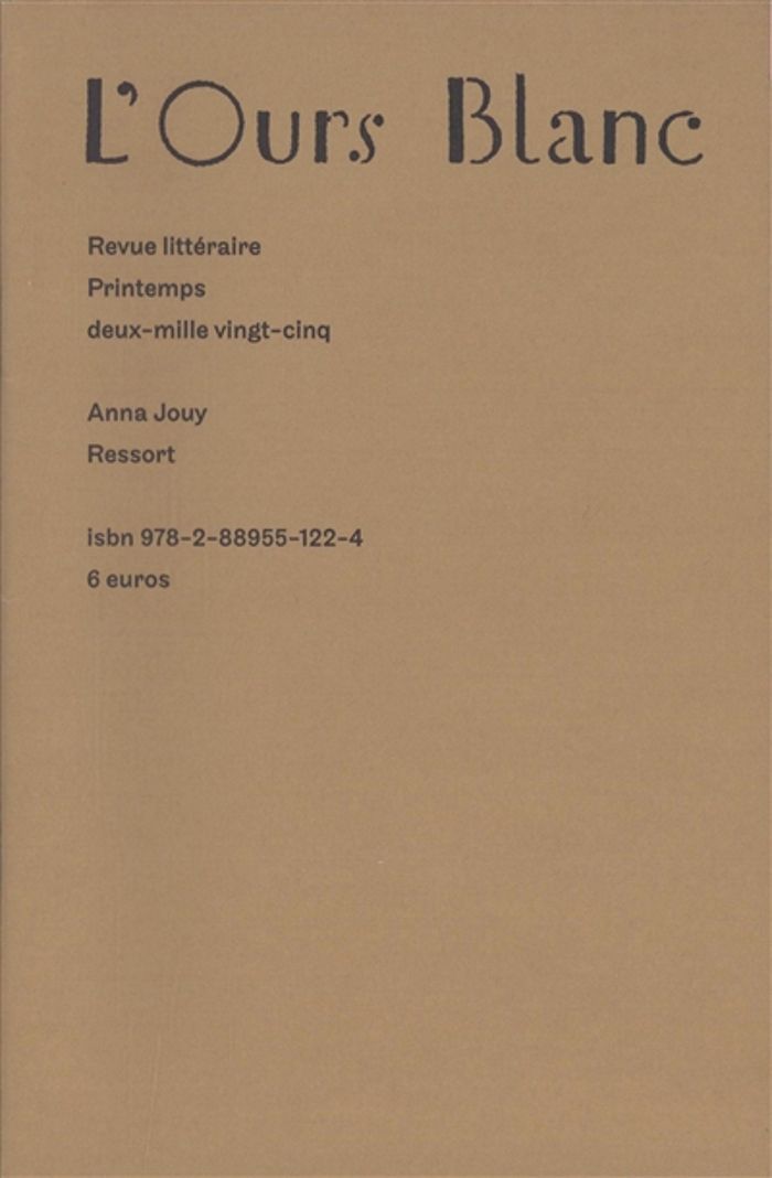 Couverture du livre « Ressort » de Anna Jouy, librairie Les Contes Infusés à Corte