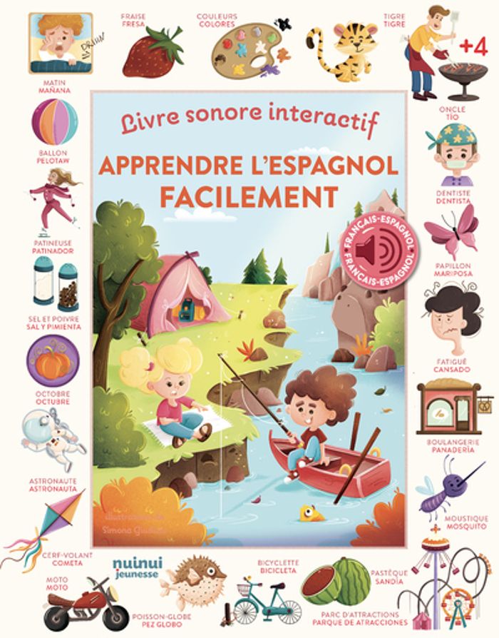 Couverture du livre « Apprendre l'espagnol facilement : livre sonore interactif » de Simona Giudizio, librairie Les Contes Infusés à Corte
