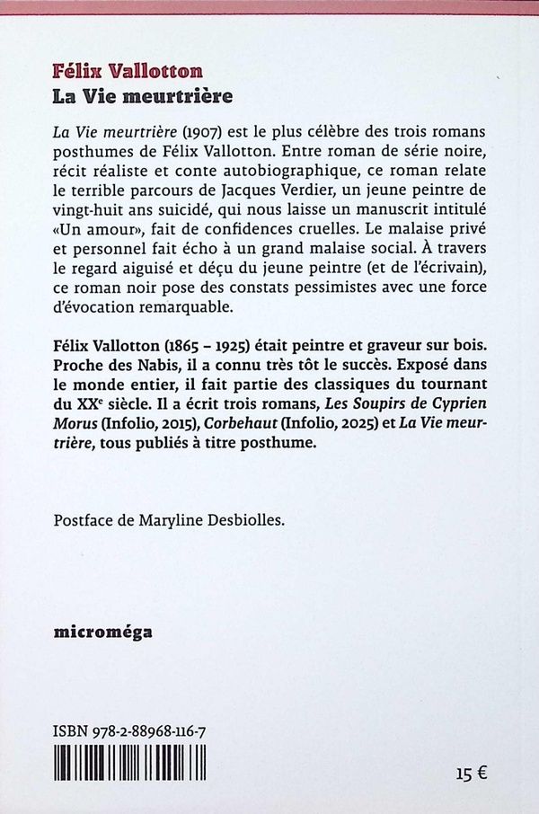 Quatrième de couverture de « La vie meurtrière »