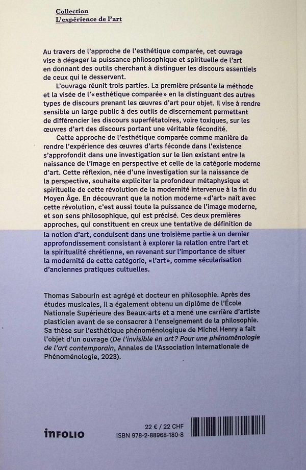 Quatrième de couverture de « L'art comme expérience spirituelle »
