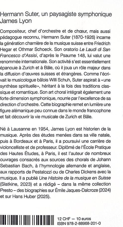 Quatrième de couverture de « Herman Suter, un paysagiste symphonique »