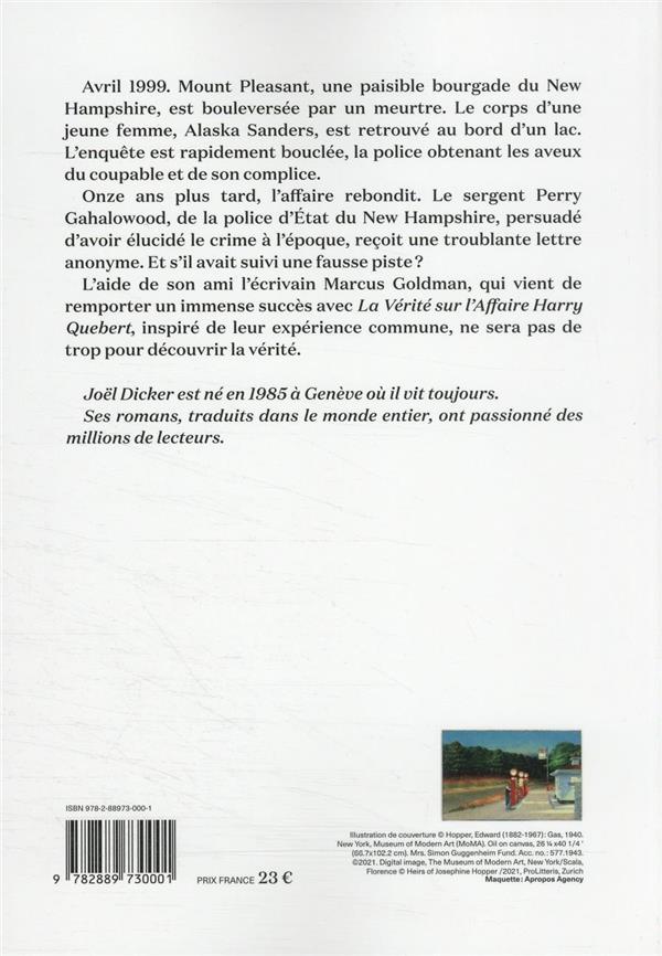 Quatrième de couverture de « L'affaire Alaska Sanders : roman »