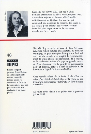 Quatrième de couverture de « LA PETITE POULE D'EAU »