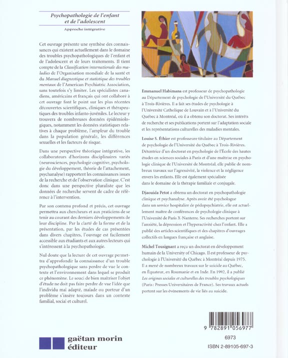 Quatrième de couverture de « PSYCHOPATHOLOGIE DE L'ENFANT & ADOL. »