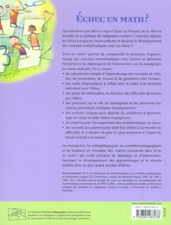 Quatrième de couverture de « ECHEC EN MATH ? DEPISTAGE ET INTERVENTION AUPRES DES ELEVES A RIS »