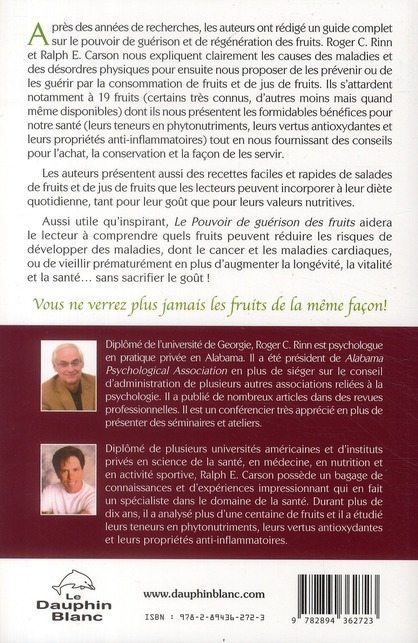 Quatrième de couverture de « LE POUVOIR DE GUERISON DES FRUITS »