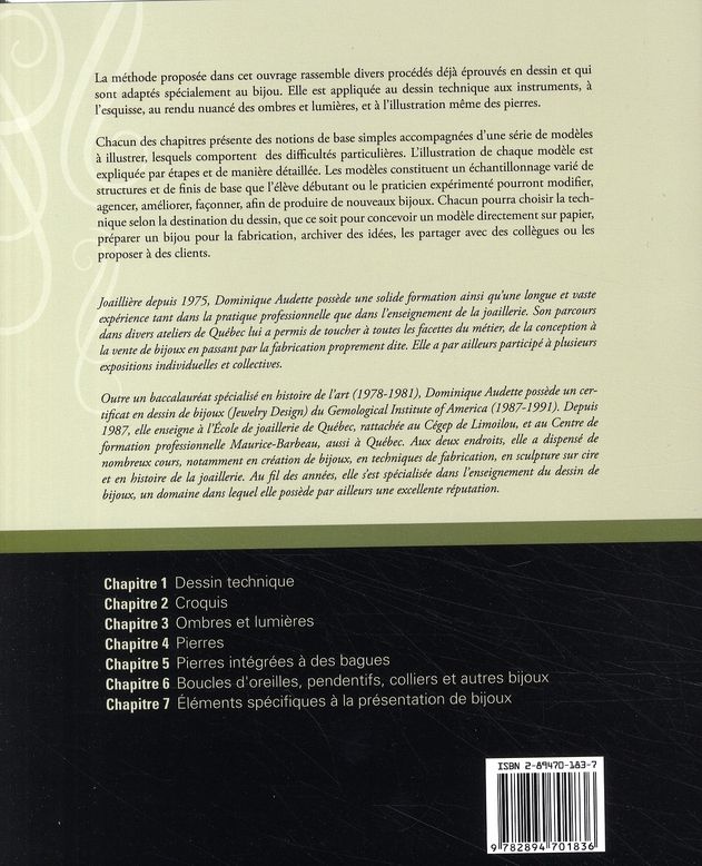Quatrième de couverture de « DESSIN DE BIJOUX »
