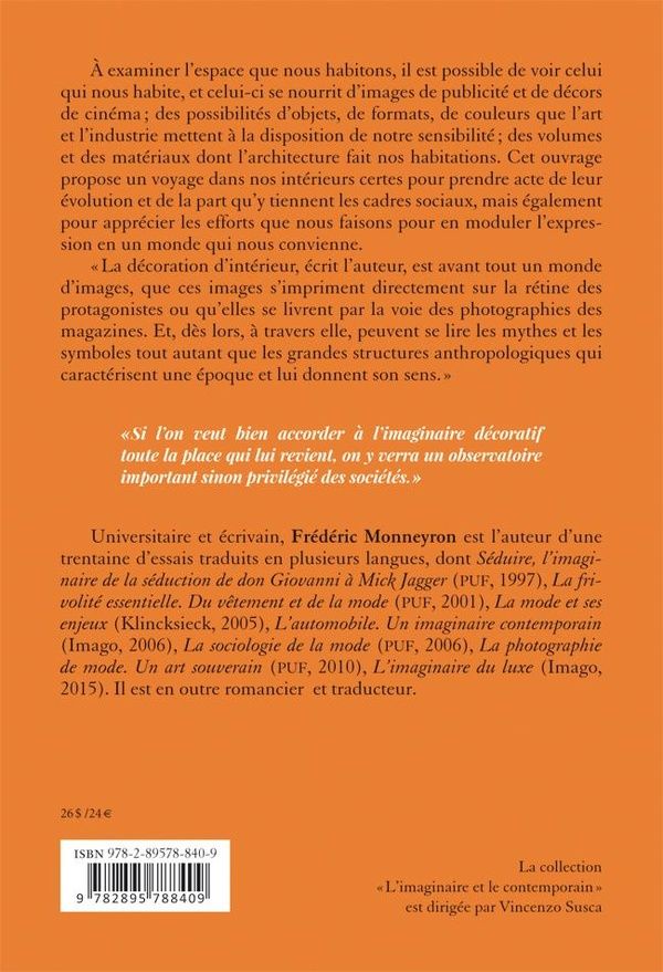 Quatrième de couverture de « Philosophie de la décoration d'intérieur »