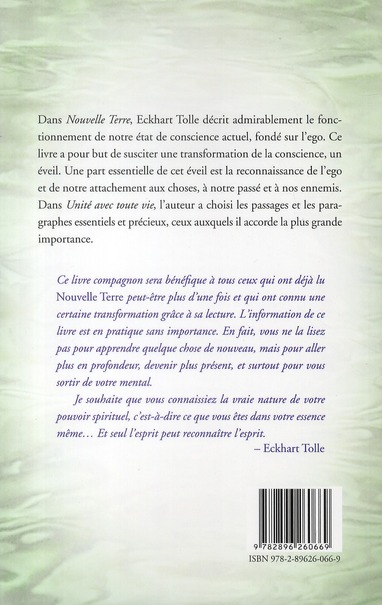 Quatrième de couverture de « UNITE AVEC TOUTE VIE »