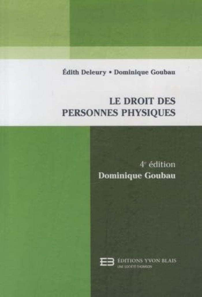 Couverture du livre « LE DROIT DES PERSONNES PHYSIQUES » de Edith Deleury, librairie Les Contes Infusés à Corte