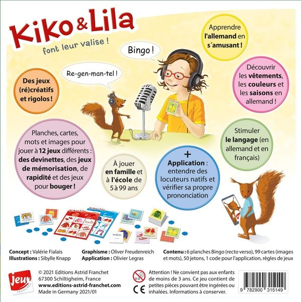 Quatrième de couverture de « KIKO & LILA FONT LEUR VALISE - APPRENDRE L'ALLEMAND EN S'AMUSANT »