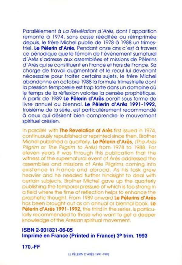 Quatrième de couverture de « ET CE QUE TU AURAS ECRIS - AND WHAT YOU SHALL HAVE WRITTEN 91-92, EDITION BILINGUE FRANCAIS-ANGLAIS »