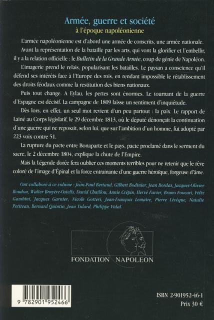 Quatrième de couverture de « ARMEE, GUERRE ET SOCIETE A L'EPOQUE NAPOLEONIENNE - INSTITUT NAPOLEON N 3 »