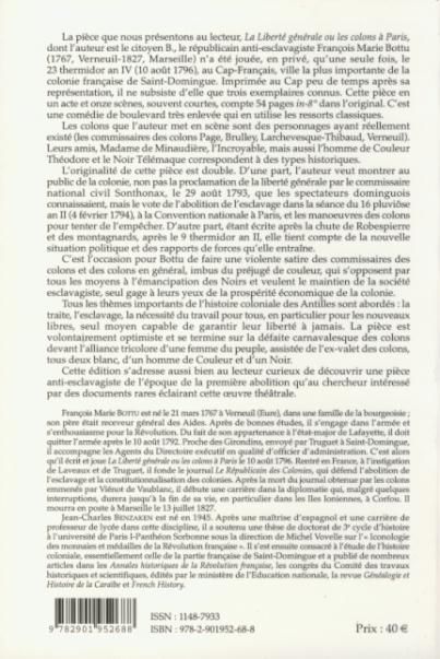 Quatrième de couverture de « LA LIBERTE GENERALE OU LES COLONS A PARIS - KRONOS N  53 »