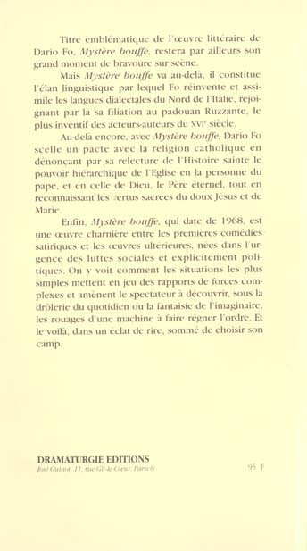 Quatrième de couverture de « T2 DARIO FO »