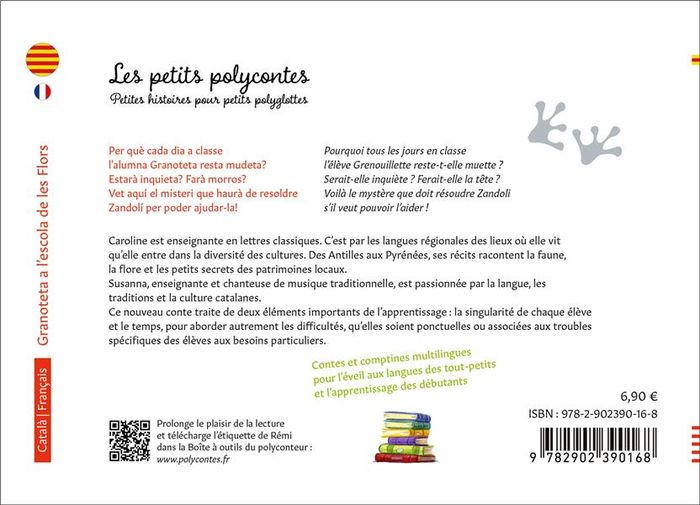 Quatrième de couverture de « GRANOTETA A L ESCOLA DE LES FLORS - GRENOUILLETTE L'ECOLE DES FLEURS BILINGUE CATALAN-FRANCAIS »