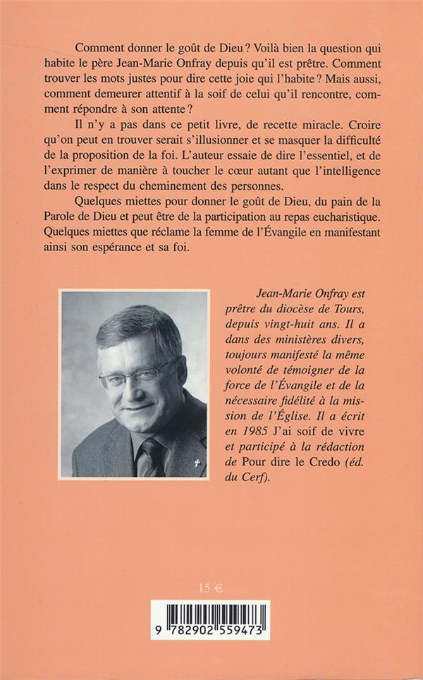 Quatrième de couverture de « DES MIETTES DU REPAS »