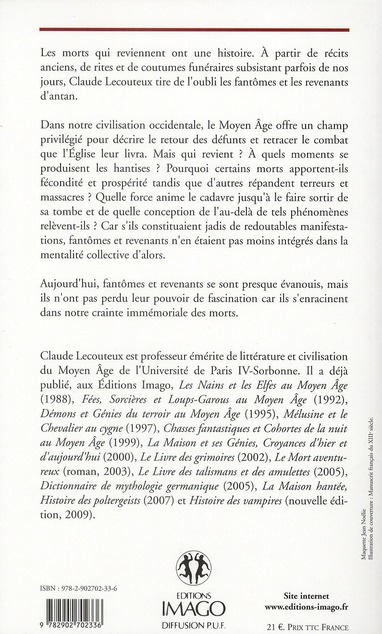 Quatrième de couverture de « FANTOMES ET REVENANTS AU MOYEN AGE »