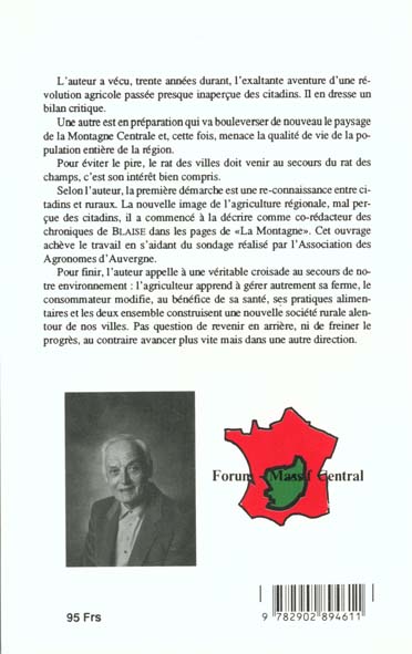 Quatrième de couverture de « PAYS VERT DANS LE ROUGE (LE MASSIF CENTRAL MALADE DE SON AGRICULTURE) »