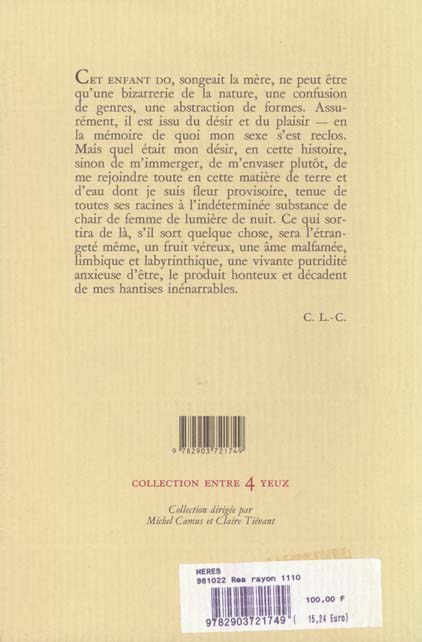 Quatrième de couverture de « DES MERES »
