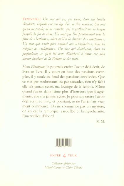 Quatrième de couverture de « FEMINAIRE »