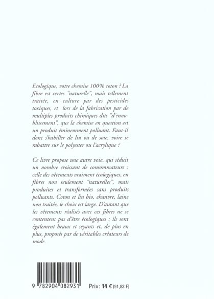 Quatrième de couverture de « VETEMENT, LA FIBRE ECOLOGIQUE »