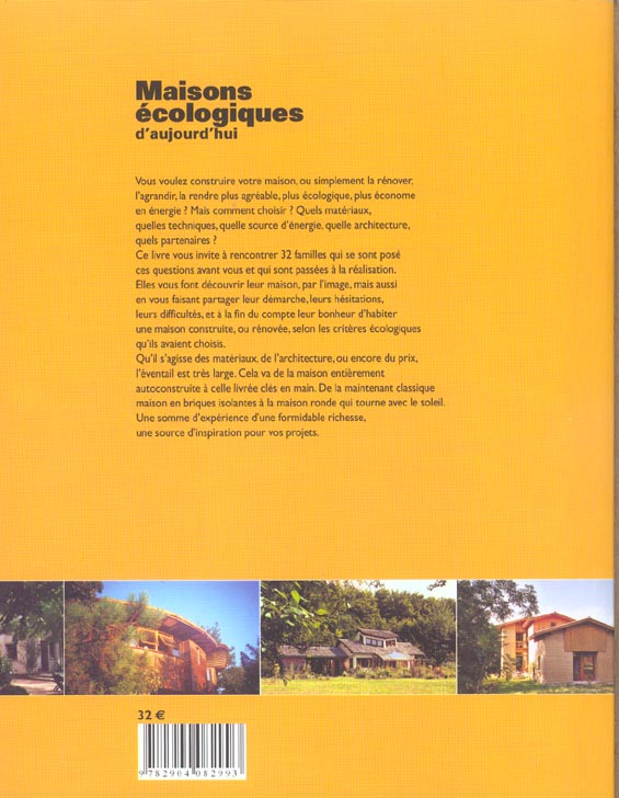 Quatrième de couverture de « MAISONS ECOLOGIQUES D'AUJOURD'HUI »