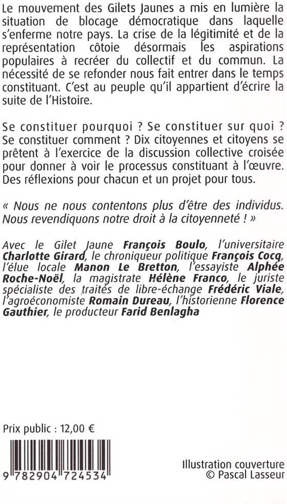 Quatrième de couverture de « LE TEMPS CONSTITUANT »
